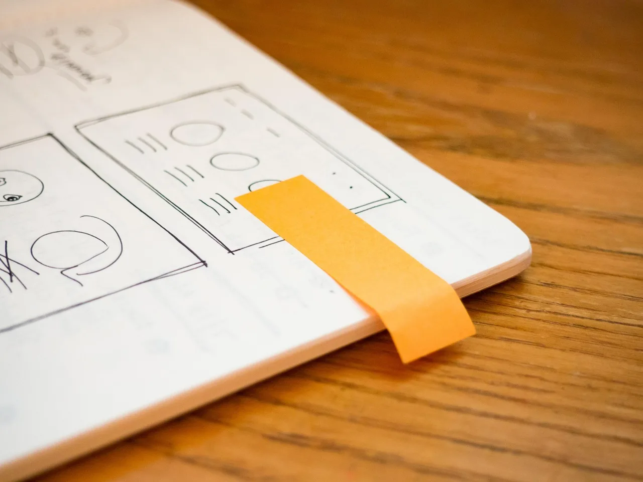 notebook, mockups, sketch, design, creative, sticky notes, business, office, desk