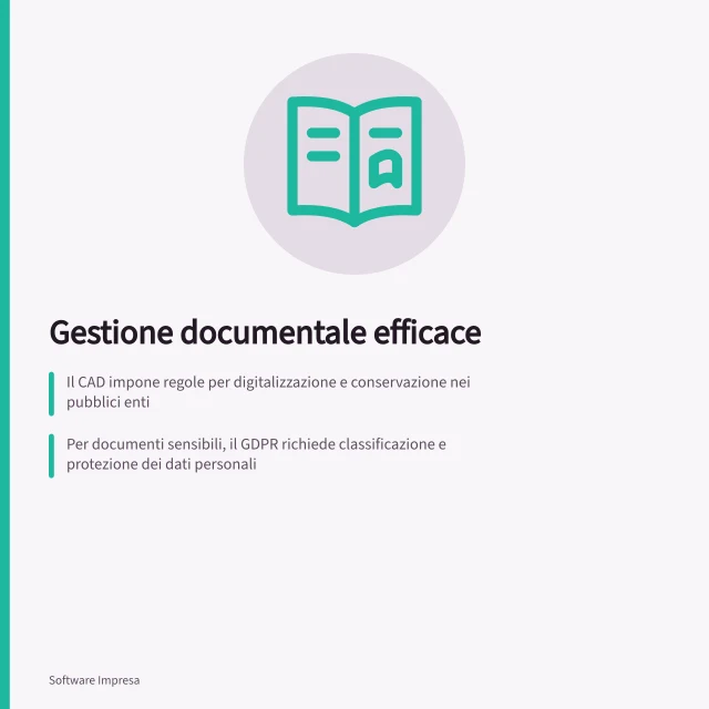 Gestione documentale efficace: Il CAD impone regole per digitalizzazione e conservazione nei pubblici enti; Per documenti sensibili, il GDPR richiede classificazione e protezione dei dati personali; SharePoint e DocuWare offrono funzioni di versioning, approvazione e accessi controllati. Gestione documentale